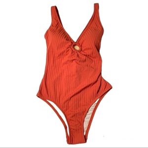 Kona Sol ribbed one piece swimsuit sz large new